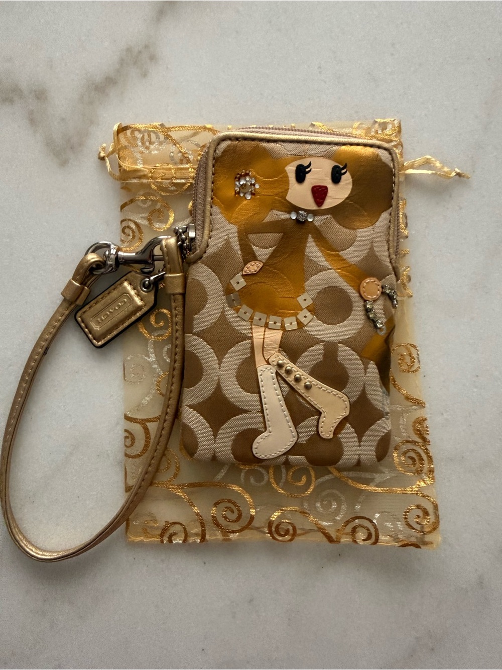 Coach Poppy Chan Goldy Wristlet - Gold/Tan - Picture 5 of 6